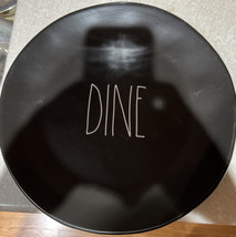 Rae Dunn Set Of 4 Dinner Plates DINE Black Ceramic with White Letters 11&quot; NIB - £37.36 GBP