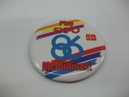 Play Expo 86 McMillions McDonalds Colorful 3.5&quot; Vintage Pinback Pin Button - £8.28 GBP