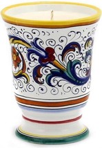 Cup Candle RICCO Deruta Majolica Bell Soy Wax Hand-Painted Painted - £110.49 GBP