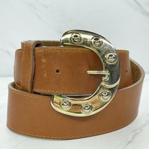 Donna Karan Brown Vintage Genuine Leather Studded Buckle Belt Size Small S  - £31.27 GBP