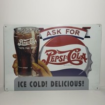 Ask for Pepsi-Cola "Ice Cold! Delicious!" 2001 Soda Pop  Metal Advertising Sign - $29.69