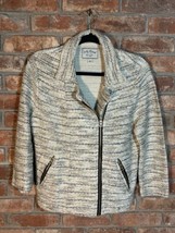 Lucky Brand Marled Knit Tweed Moto Asymmetrical Zip Up Blazer Jacket Size Large - £18.94 GBP