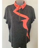 Jamie Sadock 1/4 Zip Golf Short Sleeve Gray Orange Shirt sz L - $47.37 CAD