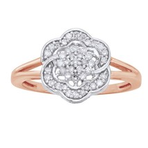 0.40Ct Round Cut Moissanite Rose Flower 14K Rose Gold Plated Silver Promise Ring - £51.40 GBP