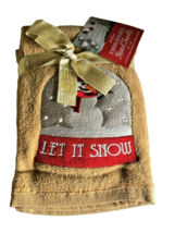 Christmas Snow Globe Hand Towels Snowman Embroidered Bathroom Set of 2 B... - £28.00 GBP