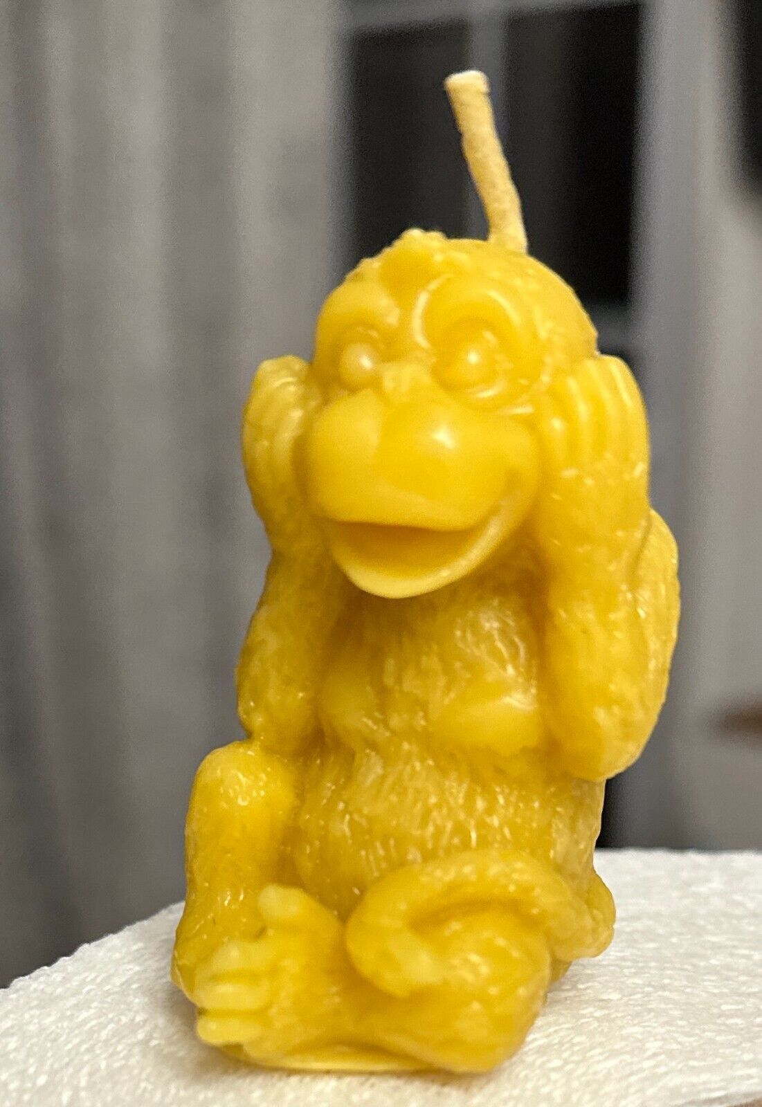 Handmade 100% Pure Beeswax Pillar Candle Shape of MONKEY 100% Cotton Wick - $7.69