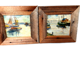 Gorgeous Pair of Signed Oil On Board Marine Paintings, Handmade Frames - $138.03