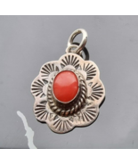 JEFF LARGO NAVAJO 925 STERLING SILVER NATURAL CORAL PENDANT - €60,57 EUR