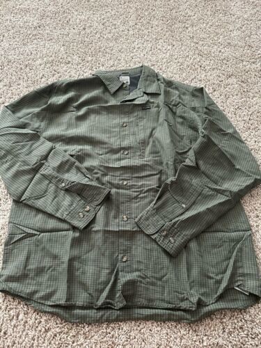 Columbia Button Down Shirt Mens Large Green Cotton Checked Long Sleeve C... - $18.69