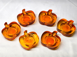 Williams Sonoma Glass Pumpkin Tealight Votives Halloween Thanksgiving - Set Of 6 - $15.63