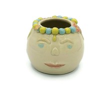 Women Face Planter Pot Cute Indoor Handmade Pottery Ceramic Vase Head For Flower - £80.31 GBP