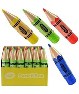 Crayola Pencil Case Set of 4 – Colorful Jumbo Crayon Design 10x2&quot; Storag... - $19.95