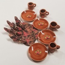 Dollhouse 8-pc Dinner Set By Barb Autumn Leaves Miniature - £34.23 GBP