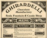 Ghirardelli Chocolate Manufactory Menu 1980s Ice Cream History &amp; Lore - £18.69 GBP