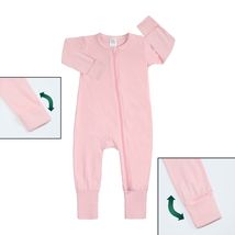 Long Sleeve BABY Girl ROMPER PINK 18-24 Mo Cotton Zipper Mitted Footed F... - £11.15 GBP