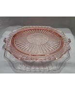 Pink Depression Ware Glass Mayfair Open Rose 10&quot; Footed Cake Plate - $54.14 CAD