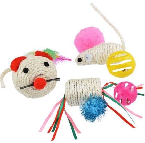 Kitten Cat Kitty Twine Bell/Rattle Mouse Toys, Select: Small Large or Barrel - $2.99