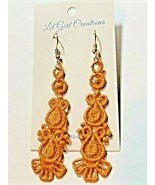 Earrings Drop Dangle Double Loop Gold Fashion Jewelry Machine Embroidere... - £11.67 GBP