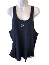 Gymshark Bold Stringer Tank Top Mens L Black Slim Fit Athletic Gym Workout - $19.60