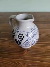 Vintage Germany Stein Pitcher  Glaze Pottery Grapes - $10.40