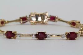 14K Yellow Gold Over Oval Ruby and Diamond Party Tennis Bracelet 7.62Ct - £136.19 GBP