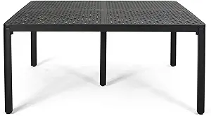 Athena Outdoor Modern Aluminum Dining Table With Woven Accents, Antique ... - $1,096.99