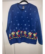 Looney Tunes V Neck Fleece Holiday Sweatshirt Size Large - $35.11 CAD