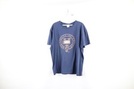 Vintage 90s Mens XL Distressed Spell Out University of Oxford T-Shirt Navy Blue - £27.29 GBP