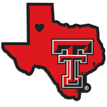 texas tech raiders state shape logo with heart vinyl decal - £15.62 GBP
