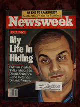 NEWSWEEK February 12 1990 Salman Rushdie South Africa Apartheid Crack Children - £6.80 GBP