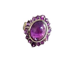 Big Amethyst Statement Ring 10 Ct Amethyst Wedding Band Natural Amethyst... - £108.61 GBP