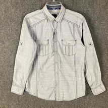 Various Artists Pearl Snap Shirt Men&#39;s Medium Long Sleeve Gray Cotton Bl... - €11,41 EUR