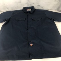 Dickies Shirt Mens Size 2XLarge  Navy Blue Short Sleeve Button Up Work - $17.26