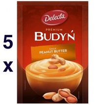 DELECTA Budyn PEANUT BUTTER Pudding 5pc.-NO SUGAR ADDED- FREE SHIPPING - $10.88