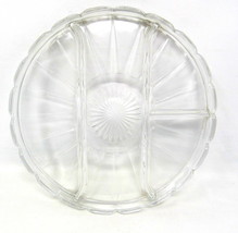 4 Sectioned Glass Serving Plate Platter Tray Sunburst 9 1/2&quot; Clear Vintage     X - £25.64 GBP