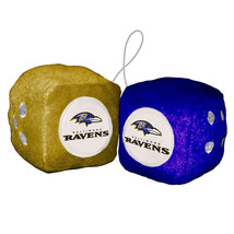 Baltimore Ravens Fuzzy Dice NFL High Quality PLUSH 3&quot; Car Auto Truck Foo... - $9.46