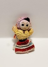 Antique 1950s Japanese Doll 2.5&quot; Crochet Ornament Amigurumi 04 - £22.21 GBP