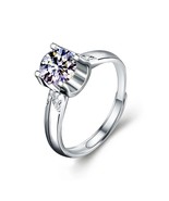 Four Claw Cathedral Solitaire Moissanite 14k White Gold Finish Adjustabl... - £76.64 GBP