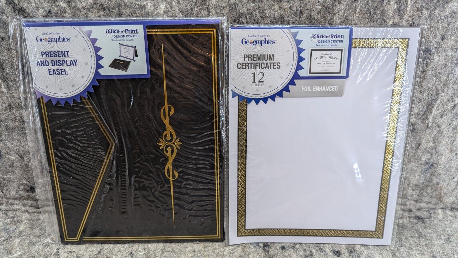 Geographics Certificate Presentation Easel, 8 1/2&quot; x 11&quot; + 12 Foil Certi... - $13.99
