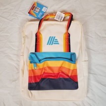 Aldi Backpack Padded Laptop Pocket Cream with Stripes Rainbow Logo New NWT - $19.99