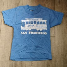 Vintage 90s Fishermans Wharf San Francisco Kids Size 6-8 Trolley Blue Shirt - $19.96