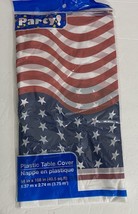 Tablecloth Plastic 54&quot; x 108&quot; Patriotic Red White Blue Table Cover  - £3.11 GBP