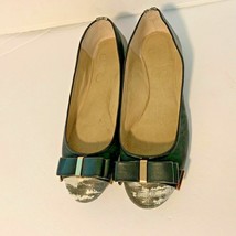 Jessica Simpson Womens Sz 8.5 M Bow Toe Flat Gray Black Ballet Shoes  - $20.79