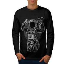 Astronaut Boombox Music Tee Disco Dance Men Long Sleeve T-shirt - £11.96 GBP