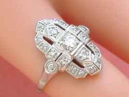 Antique Art Deco .48ctw Diamond Platinum Cocktail Ring 1930 - £829.98 GBP