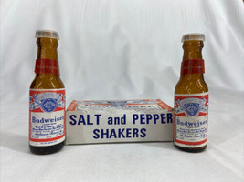 Vintage Budweiser Mini Salt &amp; Pepper Shakers w/ Original Box  Made in Taiwan - £11.09 GBP