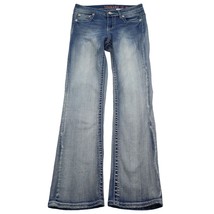 Rebel Soul Pants Womens 8 Blue Mid Rise 5 Pocket Design Boot Cut Faded Jeans - £20.45 GBP