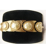 Vintage Gold Tone 7 Link Bracelet with Baroque Pearl Stones 16-D - €33,76 EUR