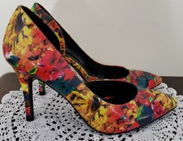Brash Brand ~ Women&#39;s Size 7 ~ 3.75&quot; Hi Heel Shoes~ Multicolored Floral ... - £23.50 GBP