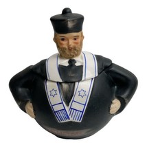 Vintage TSVI Jewish Hebrew Rabbi Earthenware Sugar Bowl- Repaired - £43.85 GBP